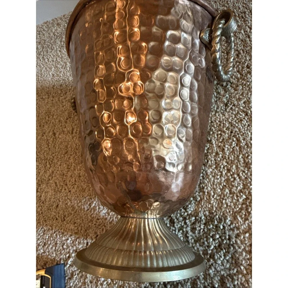 Vintage‎ Hammered Copper & Brass Ice Champagne Bucket Rope Handles